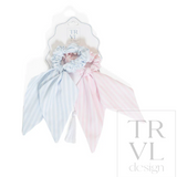 Stripe Pink + Blue Signature Hair Accessories Bow Elastic Set 2