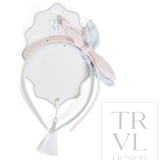 Stripe Pink + Blue Signature Hair Accessories Bow Headband Set 2
