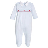 Blue Hearts Smocked Footie