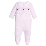 Pink Hearts Smocked Footie