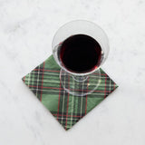 Green Plaid Beverage Napkin