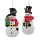 Snowman W/Tree Giftbox Ornament