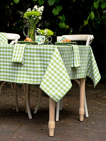 Green Fern Check Tablecloth 60x90