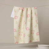 Cross Stitch Floral Yellow Tea Towel