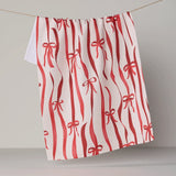 Scarlet Falling Ribbon Tea Towel