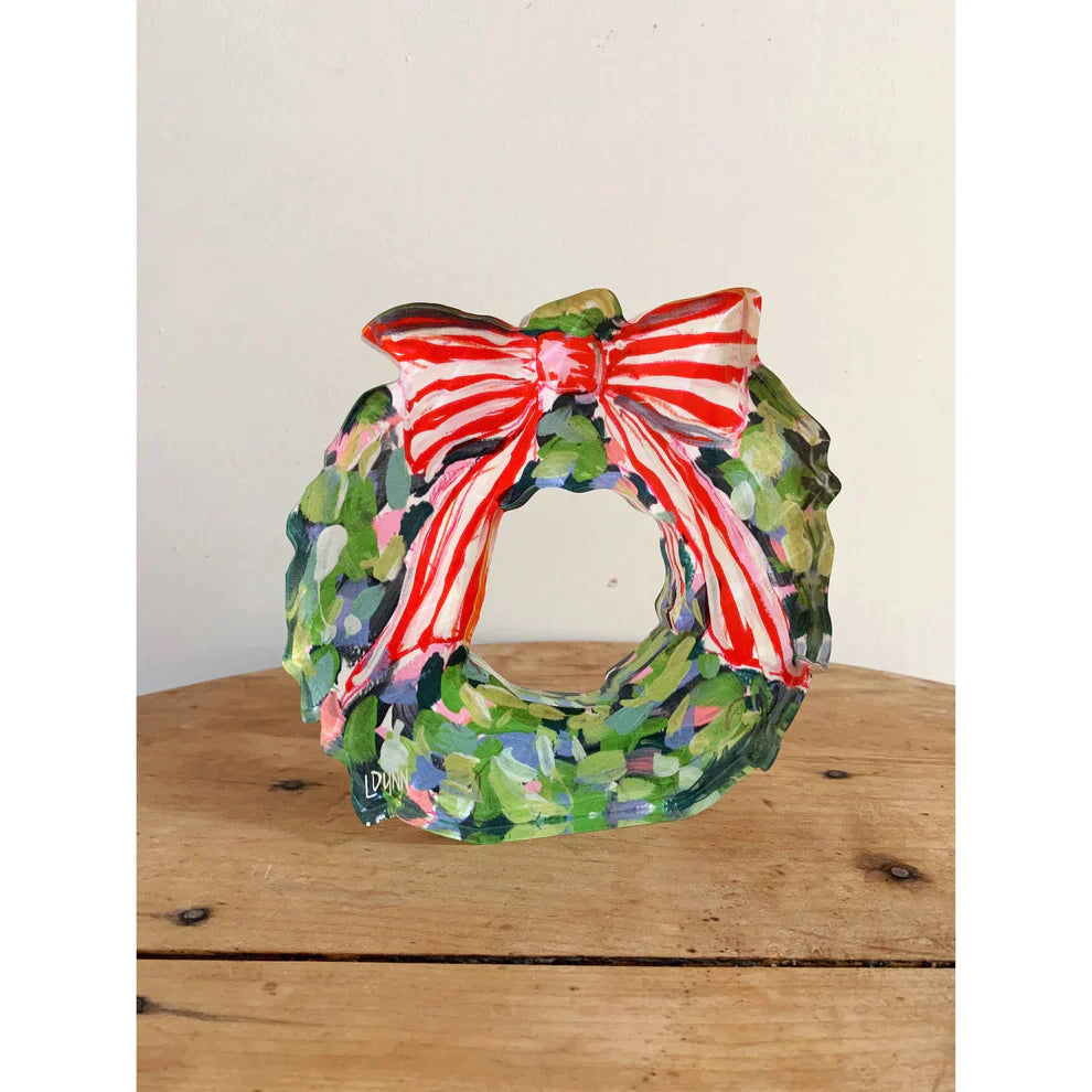 Lauren Dunn Christmas Wreath on Acrylic Block
