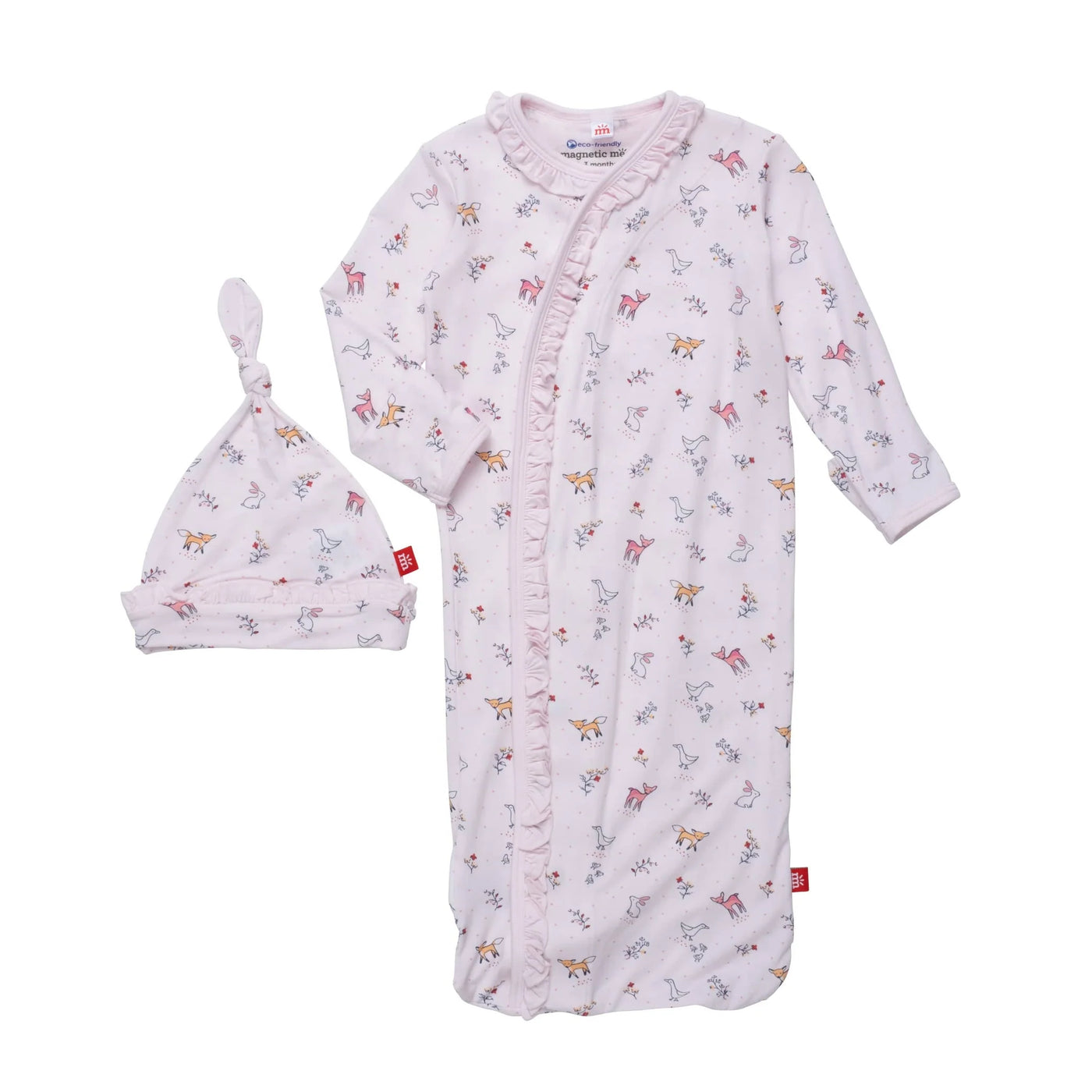 Woodsy Tale Pink Sleeper Gown + Hat Set