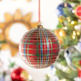 Plaid Hand Painted Ball Ornament