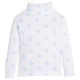Blue Cowboy Boots Printed Turtleneck