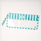 Sicily Stripes Teal Mahjong Tile Keeper Pouch