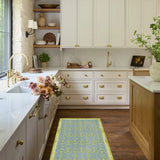 Blue & Chartreuse Chinoiserie Vinyl Floor Mat