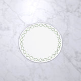 Green Vida Embroidered Quatrefoil Round Placemats