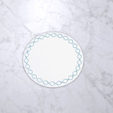 Blue Vida Embroidered Quatrefoil Round Placemats