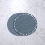Blue Vida Embroidered Dots Round Placemats