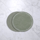 Green Vida Embroidered Dots Round Placemats