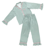 Ivory and Dark Green Stripe PJs