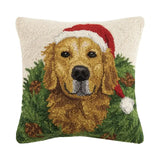 Retriever with Wreath Pillow