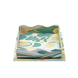 Nesting Scalloped Hand-Marbled Trays in Green and Pink