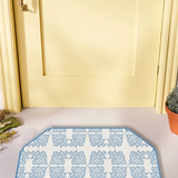 Denim Blue Block Print Vinyl Floor Mat