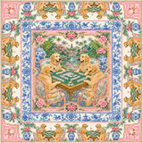The Golden Standard — Golden Retriever Chinoiserie Mahjong Mat | Paws & Tiles Collection