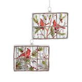 Window Pane W/Cardinal Ornament