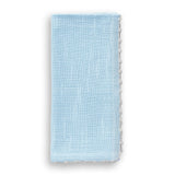 Knotted Edge Light Blue Cotton Napkin White Trim