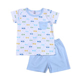 Blue Bubble Buddies Pima Short Set