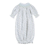Mia Blue Floral Hand Smk Bishop Gown