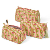 Vintage Floral Stripes Makeup Bag - Pink