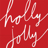 Holly Jolly Script Beverage Napkin