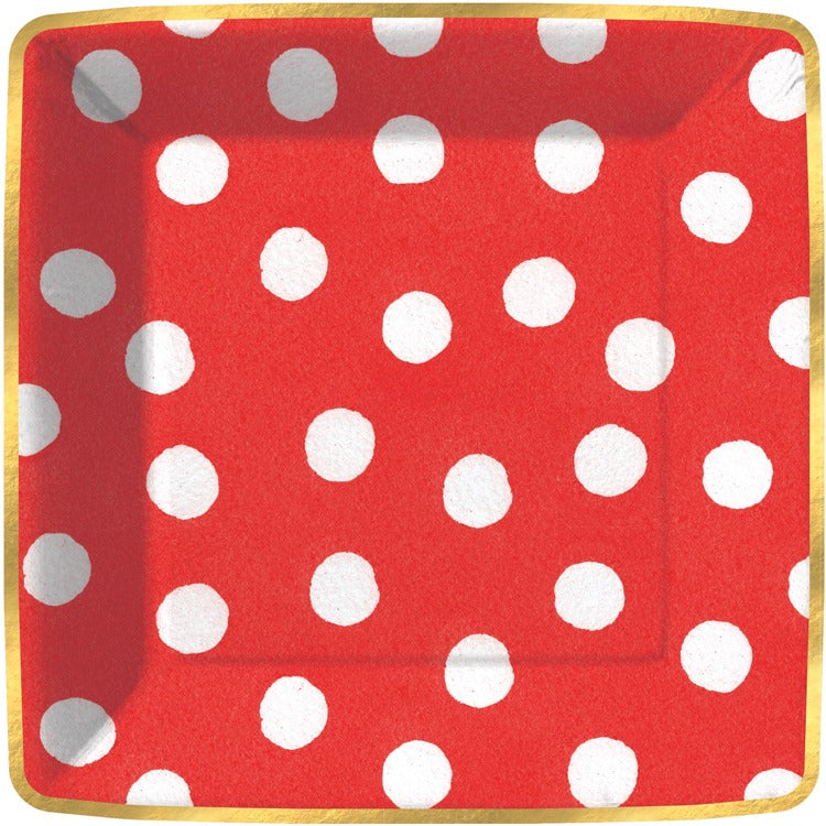 Spot On-Red Paper Dessert Plate