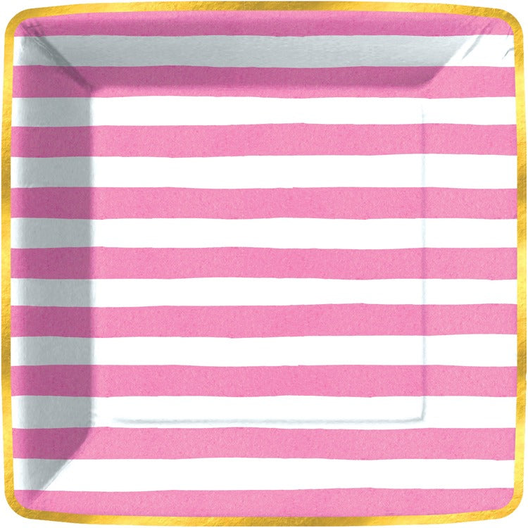 Bold Strokes-Pink Paper Dessert Plate