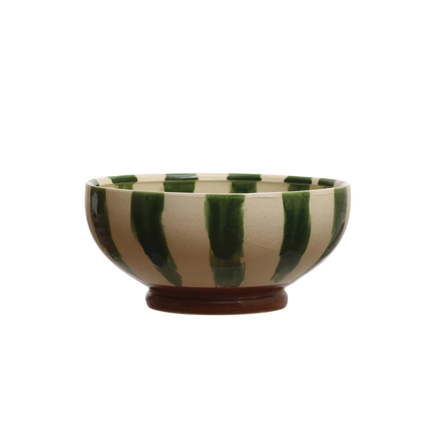 Footed Bowl With Stripes