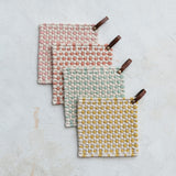 Cotton Crocheted Pot Holder w/ Leather Loop