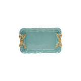 Aqua Metal Tray with Gold Bows