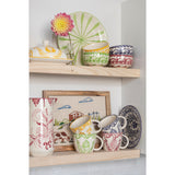 12 oz. Hand-Painted Stoneware Organic Shaped Mug with Botanical Design