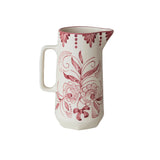 Hand Painted Pitcher with Red Botanical