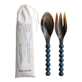 Natural Horn Salad Servers with Resin Handles