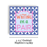 Mahjong "Waiting on a Pair" Blue Tile Bev Napkin