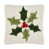 Holly Snowflake w/Poms Pillow