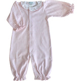 Pink check Pima Cotton Baby Take me Home converter gown