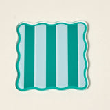Sicily Stripes Teal Table Talk Acrylic Coaster Set
