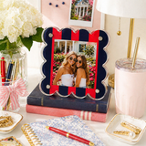 Red and Navy Striped Gameday Scalloped Acrylic Frame