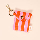 Sicily Stripes Pink Puffy Earbud Case