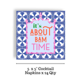 Mahjong "It's About Bam Time" Blue Tile Bev Napkin