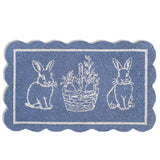 Morgan Bunny Scallop Coir Doormat   Light Blue/White   18x30