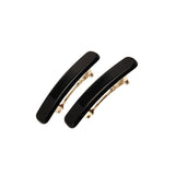 Black Mini Rectangle Barrette Pair