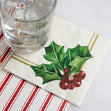 Holly Beverage Napkin