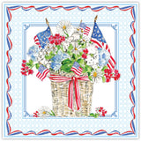 Patriotic Flowers and Flags Square Placemat-Handpainted