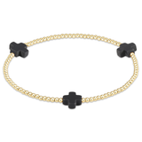 Signature Cross Gold 2mm Bead Bracelet Charcoal
